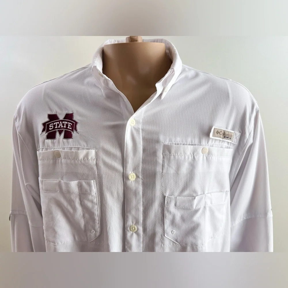 Columbia PFG Mississippi State Bulldogs Soft Long Sleeve Shirt, Men's Size Med. - Picture 2 of 16